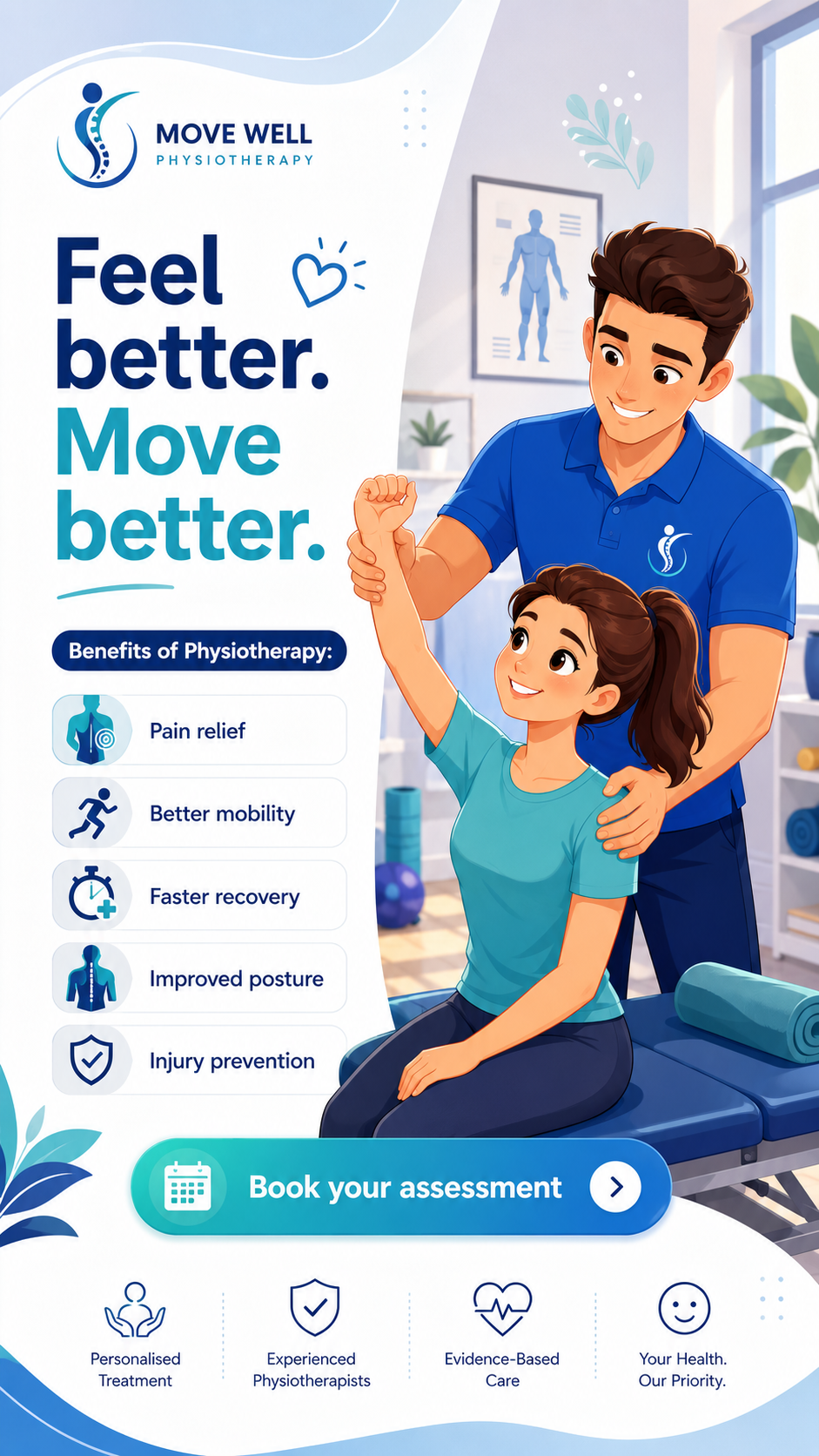 MotionCare Physio benefits of physiotherapy Instagram Story generated by Kate AI